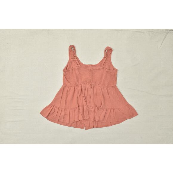 Torrid Plus Size 1 Rose Coral Button Front Peplum Cami Top Smocked Back Rayon - Picture 8 of 8